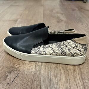 Cole Haan Black and Snake Print Slip-On Shoes